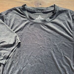 Prana Hardesty T Shirt Mens S Gray Striped Polyester Athletic Stretch Climbing
